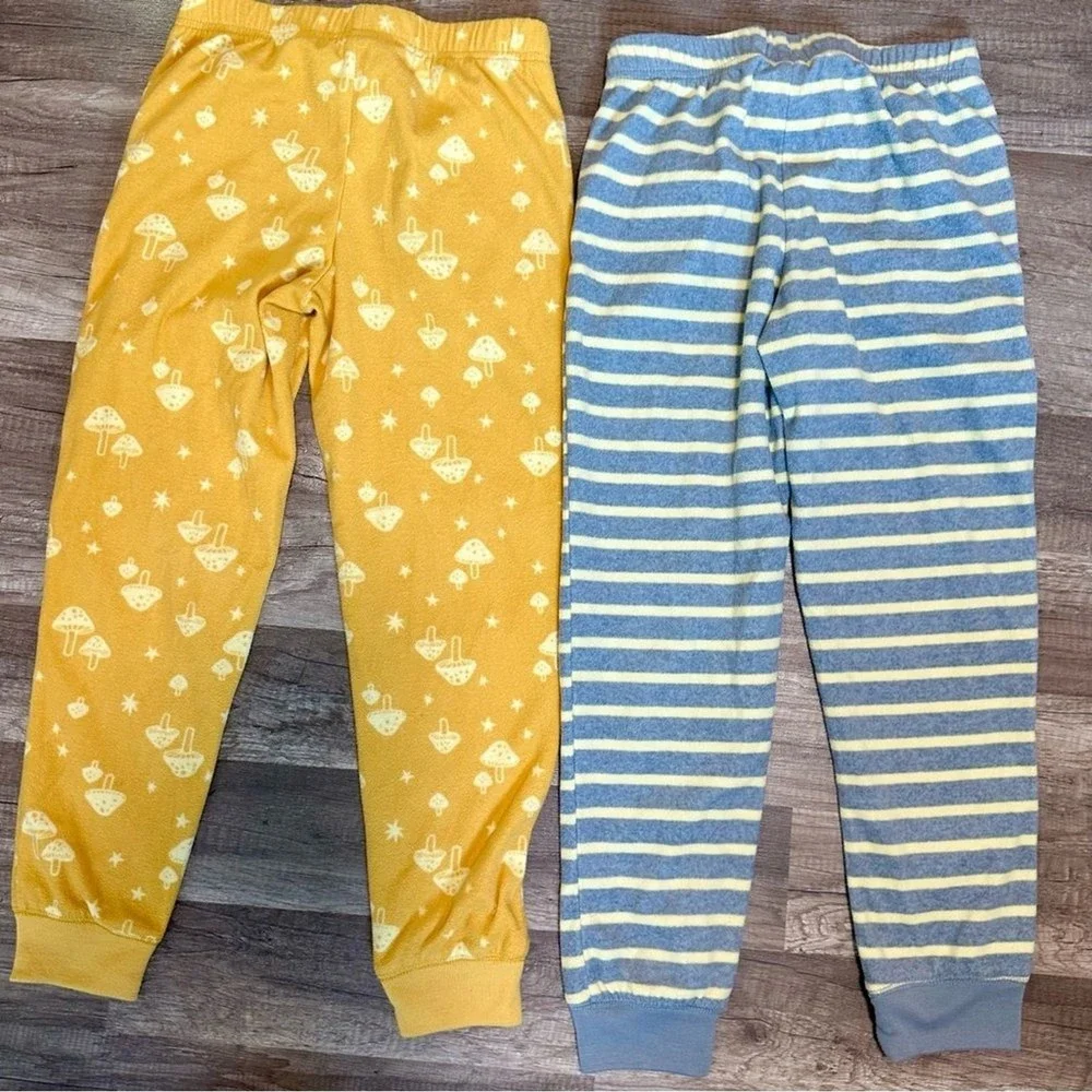Old Navy Girls 2 Pack Fleece Pajama Jogger Pants Mushroom Stripe Yellow Blue M 8